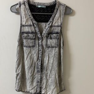 Maurices Gray Button-Up Tank Top